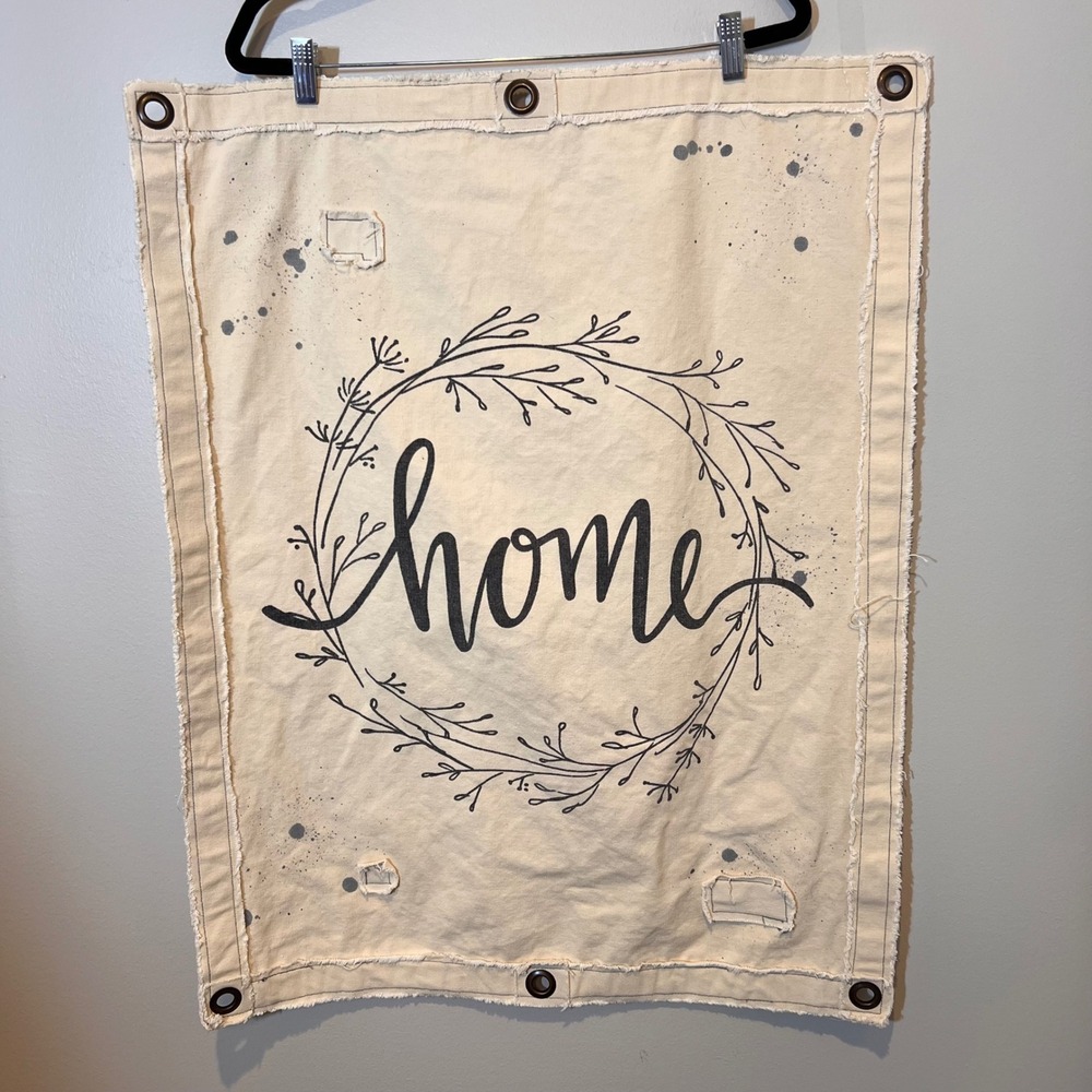 Primitives by Kathy Home Wreath Canvas Wall Banner Art Cotton Farmhouse 25"x32" - Picture 2 of 14